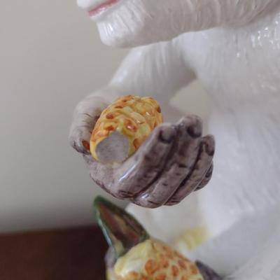 Vintage Italian Ceramic Hand Painted White Monkey