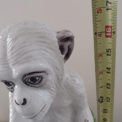 Vintage Italian Ceramic Hand Painted White Monkey