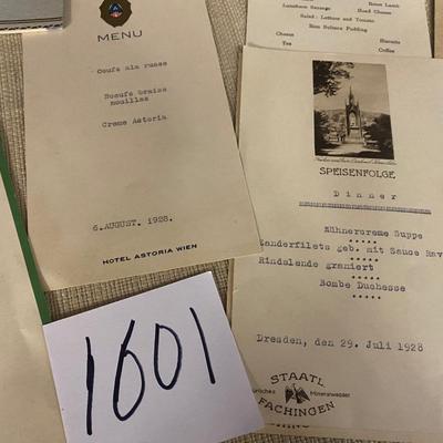 Vintage Cruise Menus & Events