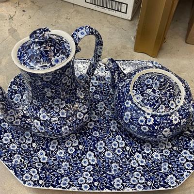 Vintage Royal Staffordshire England "Calico Blue" China Set