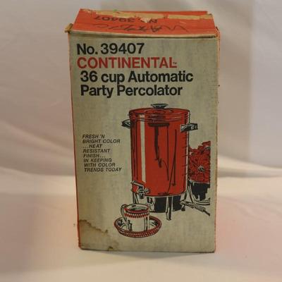 Automatic Party Percolator, 36 Cup W/ Original Box