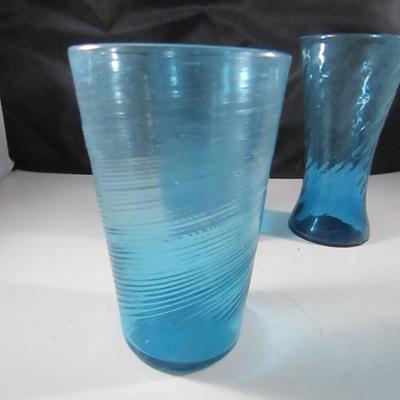 Set of Four Art Glass Drinking Glasses- 3 Different Designs