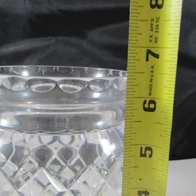 CESKA Biscuit Barrel Covered Crystal Jar Signed with Lid- Approx 6 1/2