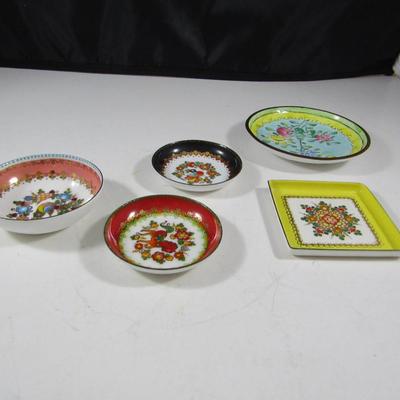 Collection of Enameled Metal Small Dishes- Some Marked Steinbock Email Austria
