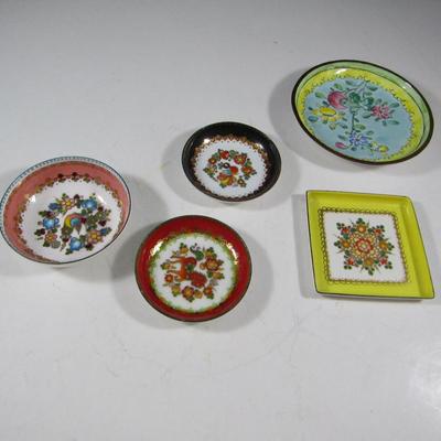 Collection of Enameled Metal Small Dishes- Some Marked Steinbock Email Austria