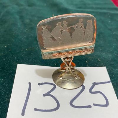 Vintage Glass Lamp Finial on Silver Tone Stand