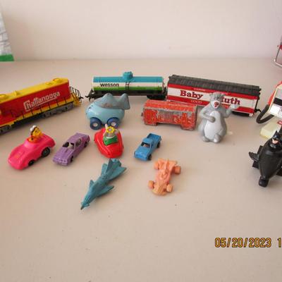 #18 3 HO train cars and misc. cars