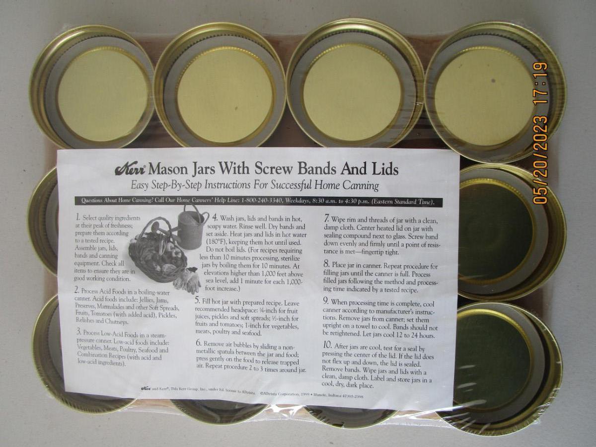 22 New Kerr Canning lids and rings regular mouth size 1 dozen