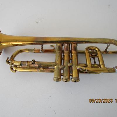 #46 Vintage Conn Cornet model 80A Victor, gold tone, with opera glass slide, needs work