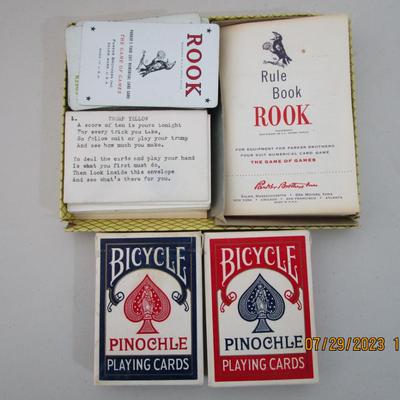 #62 Set of Rook cards, 2 sets of Pinochle cards, great condition