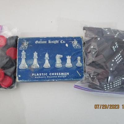 #63 Dominos, chess pieces, checkers
