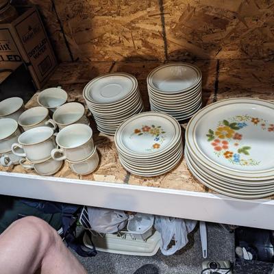 Vintage Set of Sweet Flowers Stoneware Dishes