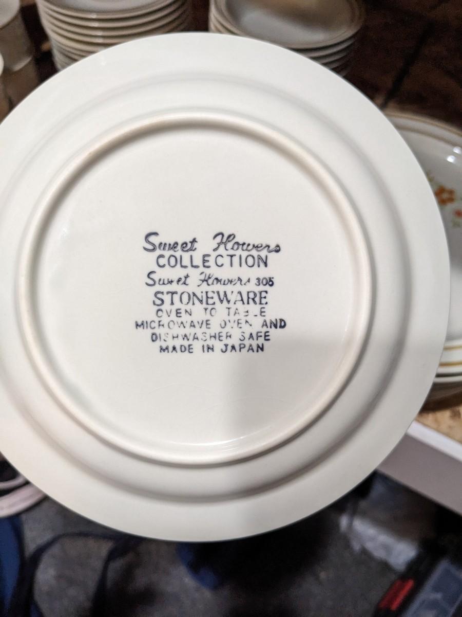 Vintage Set of Sweet Flowers Stoneware Dishes