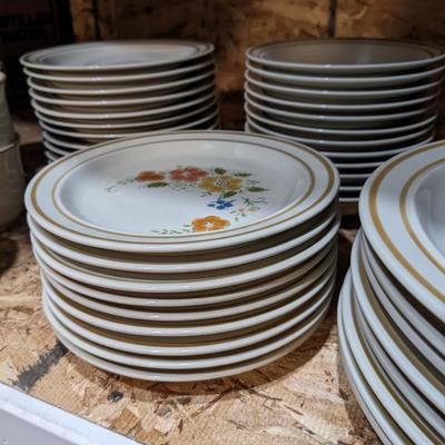 Vintage Set of Sweet Flowers Stoneware Dishes