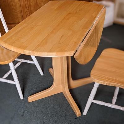 Drop Leaf Oak Table and 2 Chairs