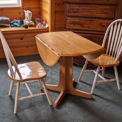 Drop Leaf Oak Table and 2 Chairs