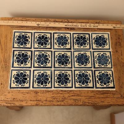 Vintage Tile and Wood End Table