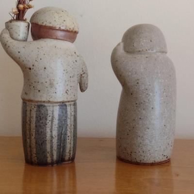 Mid Century Japanese Stoneware Pottery Figurines