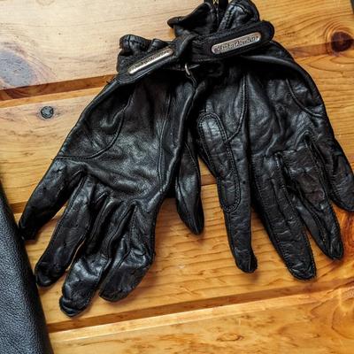 Harley Davidson Black Leather Riding Gloves, Women's M