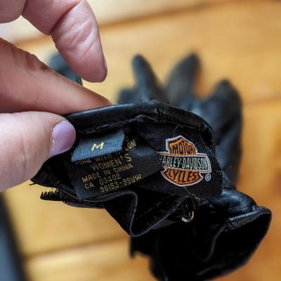 Harley Davidson Black Leather Riding Gloves, Women's M