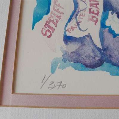 Steiff bear watercolor framed, signed and numbered wall art