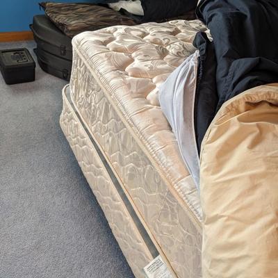 Vintage Art Deco Queen Bed, Mattress and Bedding
