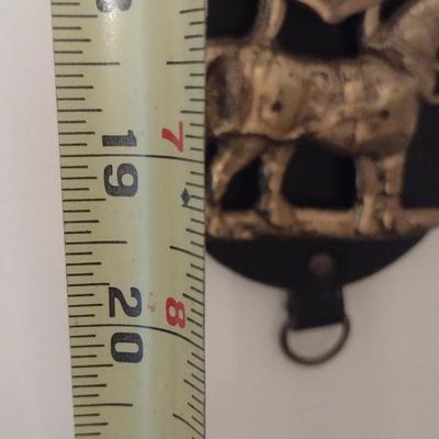 Antique English Brass Equestrian Medallions on Leather Horse Bridle