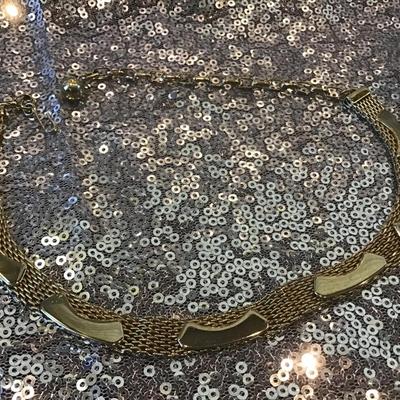 Gold tone Woven Mesh Midcentury Choker with details