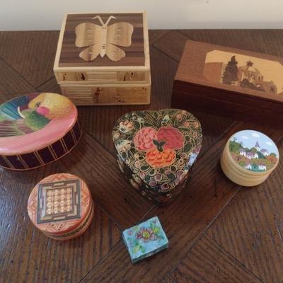 Collection of Decorative Trinket Boxes Various Sizes and Shapes Some Music Boxes