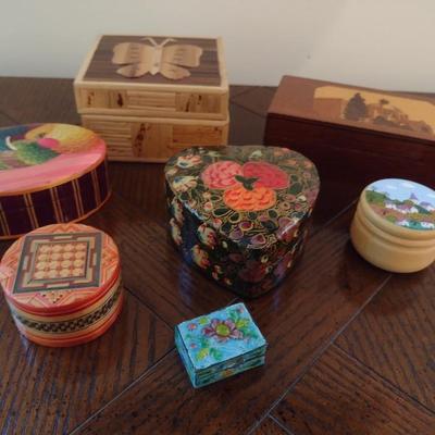 Collection of Decorative Trinket Boxes Various Sizes and Shapes Some Music Boxes