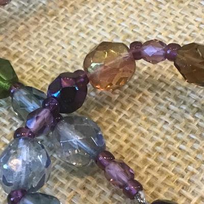 Czech Glass Crystal Necklace Colorful