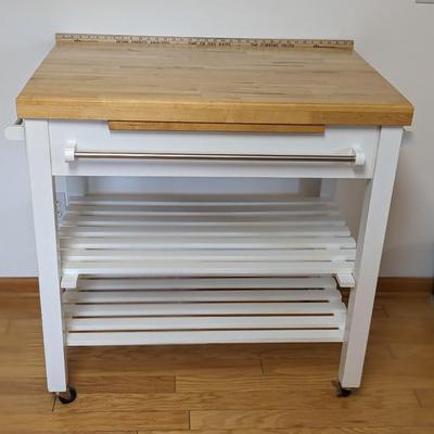 White Butcher Block Kitchen Cart