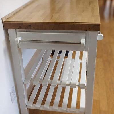 White Butcher Block Kitchen Cart