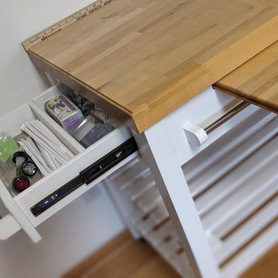 White Butcher Block Kitchen Cart