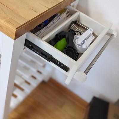 White Butcher Block Kitchen Cart
