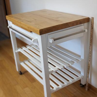 White Butcher Block Kitchen Cart