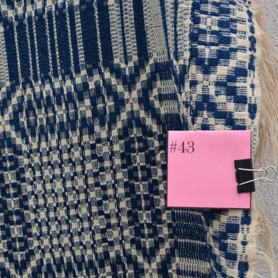 Mid 1800's Antique Blue & White Jacquard Wool Throw/Coverlet/Wall Hanging