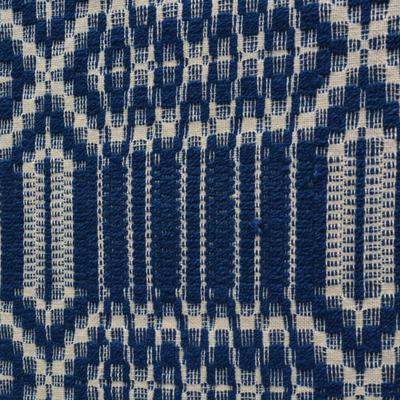 Mid 1800's Antique Blue & White Jacquard Wool Throw/Coverlet/Wall Hanging