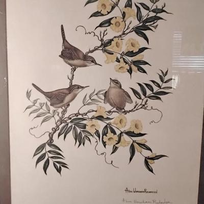 Anne Worsham Richardson - Carolina Wren with Yellow Jessamine Signed and Numbered