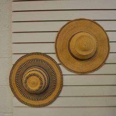 Set of 2 Handmade African Bolga Basket Straw Sun Hats