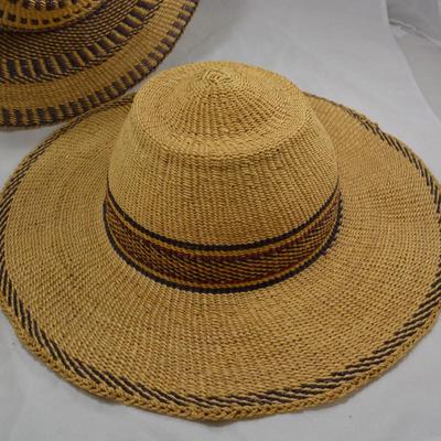 Set of 2 Handmade African Bolga Basket Straw Sun Hats