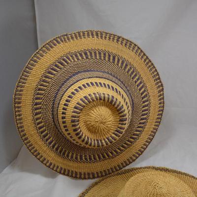 Set of 2 Handmade African Bolga Basket Straw Sun Hats