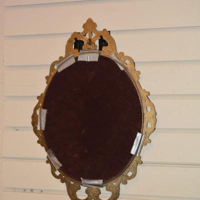 Pair of Vintage Ornate Oval Curved Glass Metal Frames w/ "The Angelus" Prints - AS IS