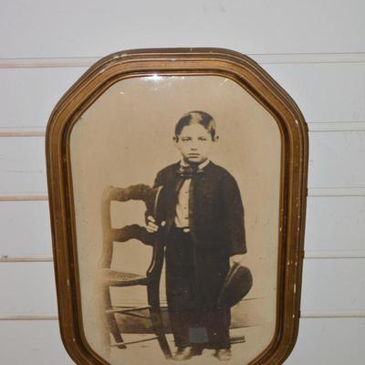 Antique Gilded Dome Convex Glass/Bubble Glass Framed Photo