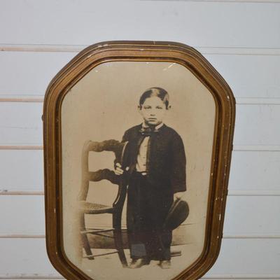 Antique Gilded Dome Convex Glass/Bubble Glass Framed Photo