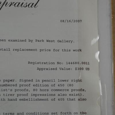 Framed & Matted Appraised Serio Lithograph in Color on Wove Paper Signed & Numbered