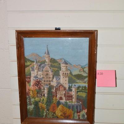 Hand Done Vintage Cross Stitch Neuschwanstein Castle