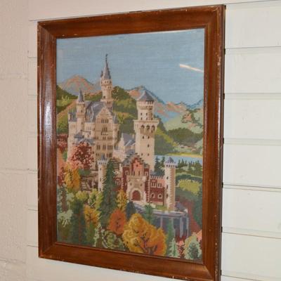 Hand Done Vintage Cross Stitch Neuschwanstein Castle