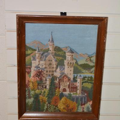 Hand Done Vintage Cross Stitch Neuschwanstein Castle