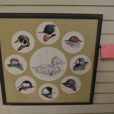 Judy Moos Elton Pencil Drawing & 8 Duck Prints All Signed & Numbered